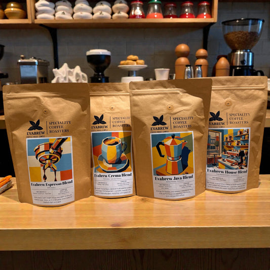 Espresso Blends Sample pack | pack of 4 | Crema Blend | Java Blend | Espresso Blend | Evabrew House Blend | (150 gms each)